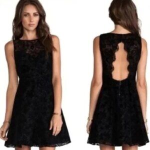 Alice + Olivia Black Natalia Scalloped Dress (size 2 black)